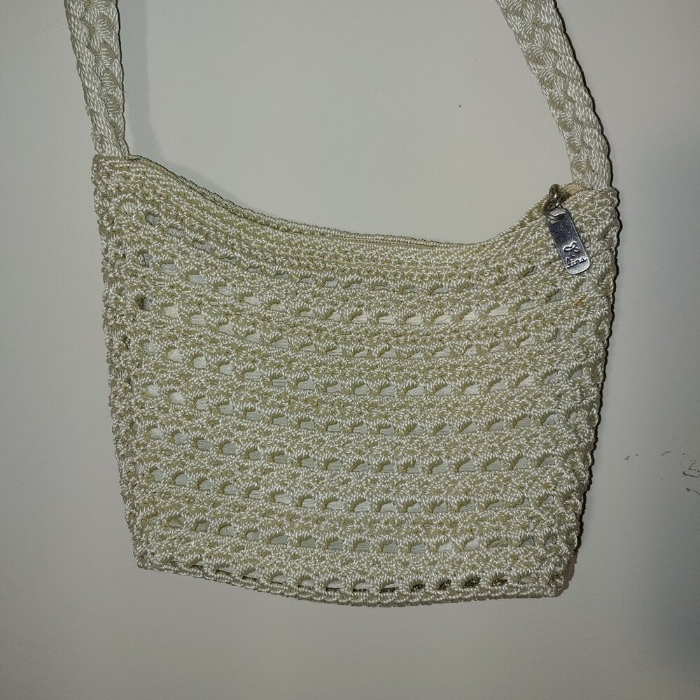 Lina Crochet Woven Braided Strap Crossbody Mini Purse Cream OS
